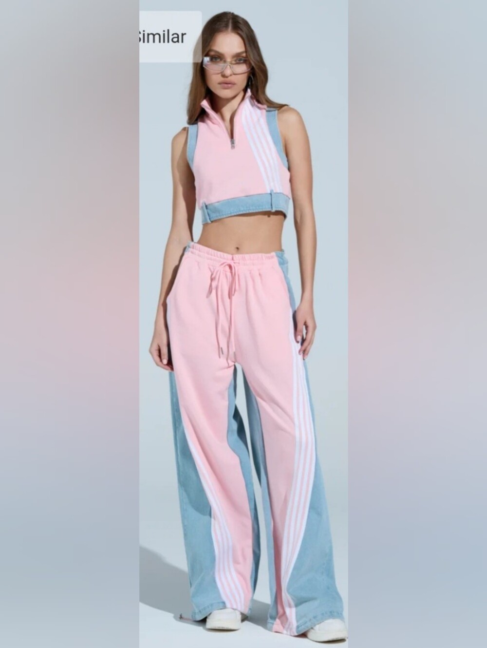 AKIRA HEADS UP WIDE LEG PANT Denim/Swestpants SZ. M